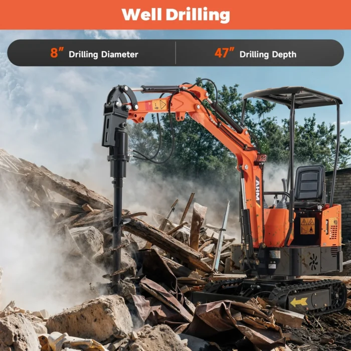 8″ Hydraulic Auger Drill Attachment for Mini Excavator 45″ Depth - Image 5