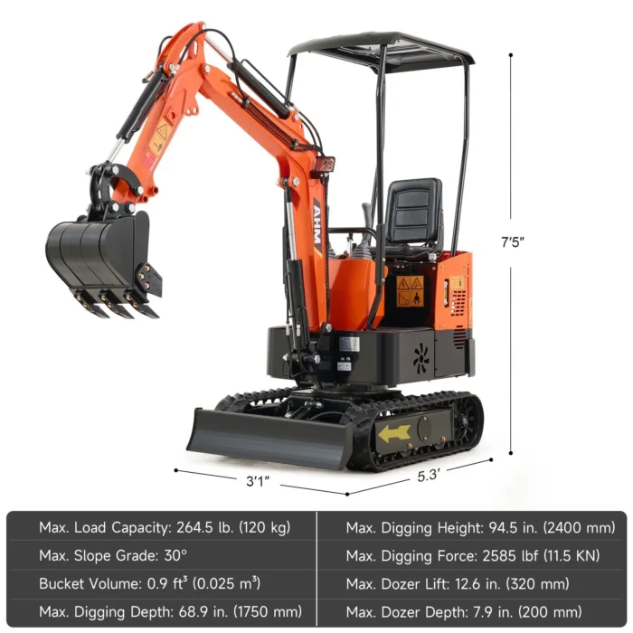 NW-A1 | 13.5 HP B&S Engine Mini Excavator with 6 Attachments - Image 2
