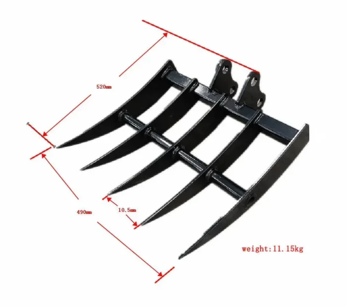 Rake Mini Excavator Attachment for Grading, Leveling, Loosening , Removing Soil USA - Image 3