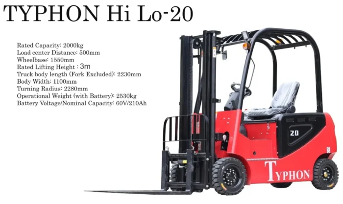 2024 TYPHON 2 Ton Rated Capacity Electric Forklift Lifter Lift Truck USA - Image 5