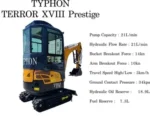 TYPHON TERROR XVIII Prestige 2 Ton Mini Excavator KUBOTA Diesel Engine USA - Image 14