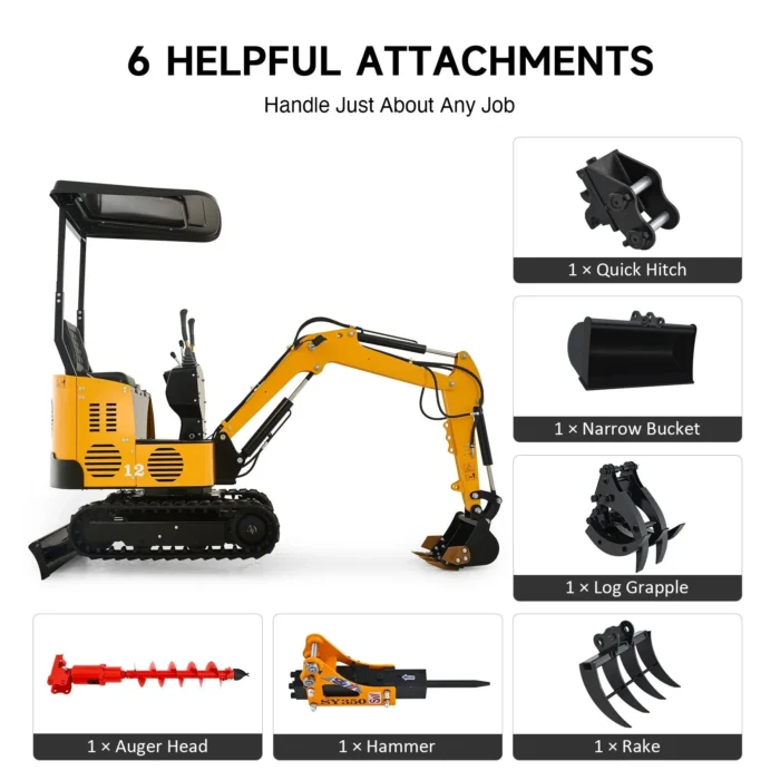 NW-12 | 13.5HP Mini Excavator B&S Engine with 6 Attachments - Image 2