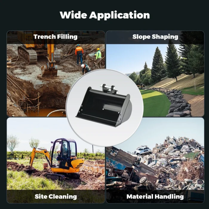 500mm Plain Flat Bucket Attachment 20″ for Mini Excavator Digger with 2 Pins - Image 5