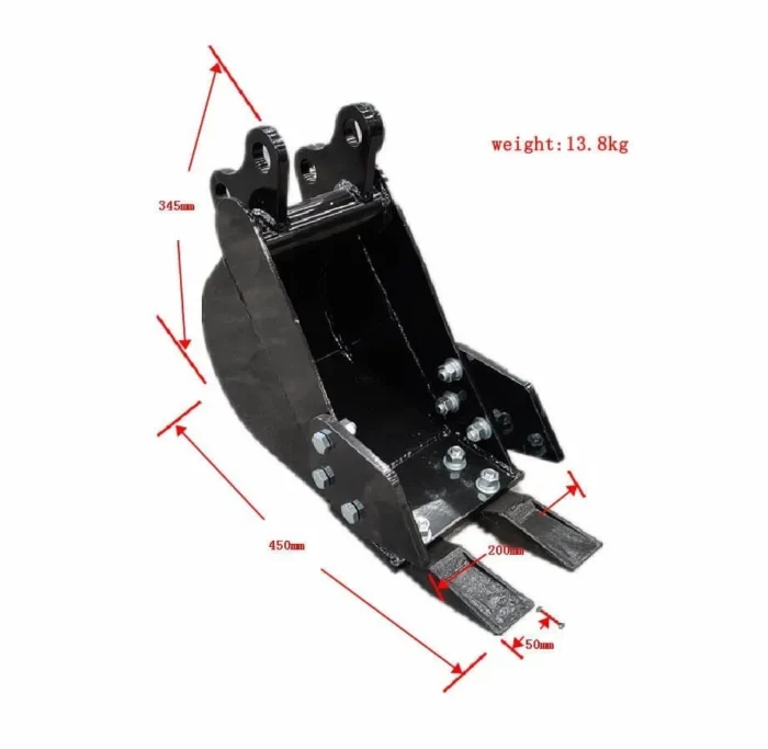 200mm Narrow Bucket Attachment for TYPHON Mini Excavators USA - Image 4