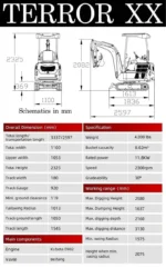 2025 4,000 lb TYPHON TERROR XX Mini Excavator – Kubota D902 Diesel Engine | EPA Certified - Image 6